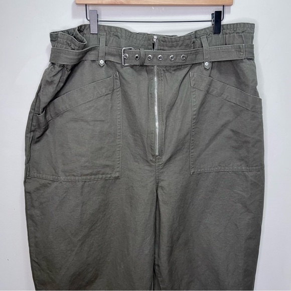 Banana Republic Green Linen Tapered Pants The Paperbag Pant Size 20 - Picture 5 of 15